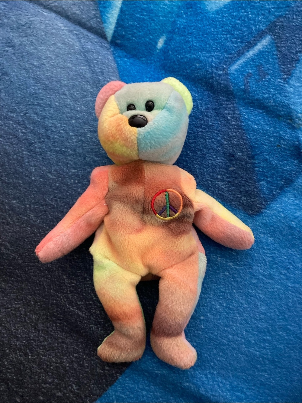 Ty Beanie Baby: Peace Bear 1996 - Multicolor Birth Date: Feb 1st,1996 No Ear Tag